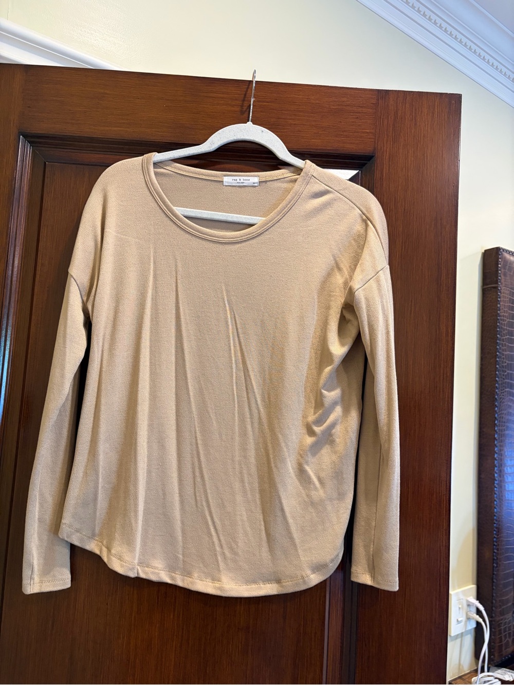 rag & bone Beige Crewneck Long-Sleeve Top